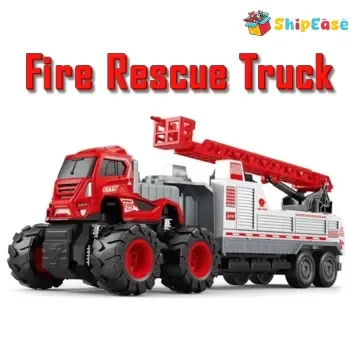 Die cast Alloy Fire Rescue Truck Toys Set with Rotating Ladder Die cast Alloy Model Fire Safety Truck Toys for Kids Boys Girls Gift Pull Back Vehicle (Multicolor, Pack of 1)